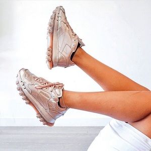 Rose Gold Cardi B Classic Leather Women's Sneakers